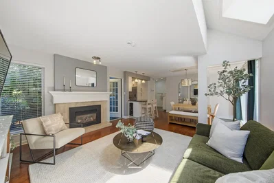 Living room; natural light, fireplace, wood floor