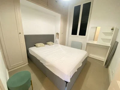 Bedroom; wood floor, natural light