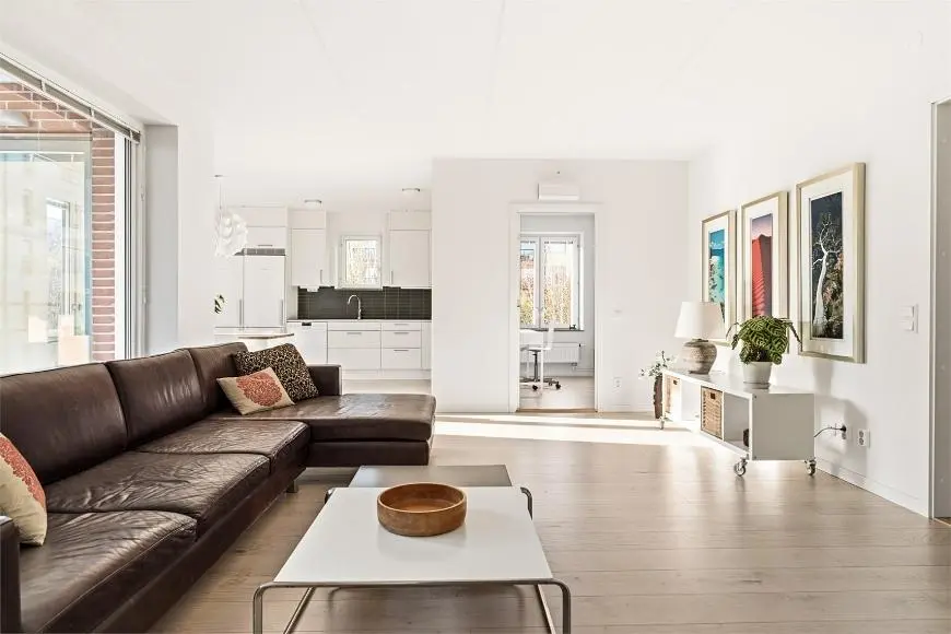 Salon; lumière naturelle, parquet, style moderne