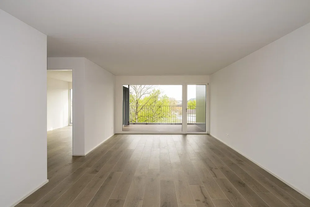 Salon; parquet, lumière naturelle, vue