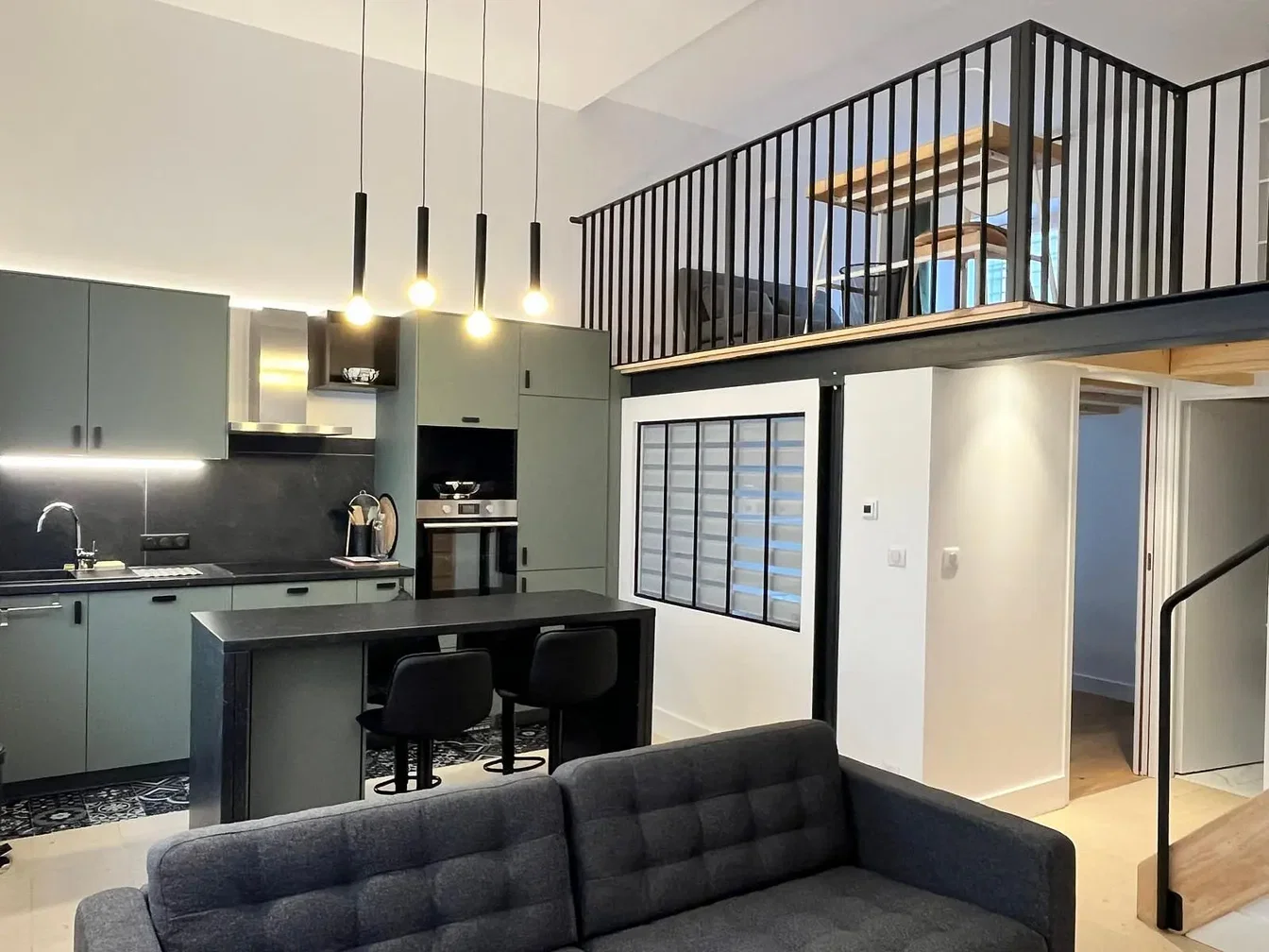 Wohnzimmer; küchengeräte, tageslicht, moderner stil