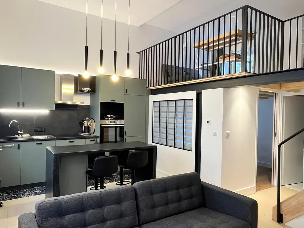 Wohnzimmer; küchengeräte, tageslicht, moderner stil