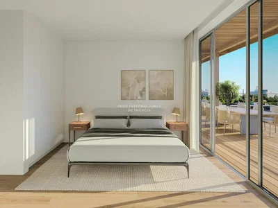 Chambre; vue, lumière naturelle, style moderne, parquet