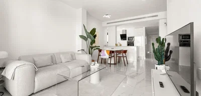 Living room; tile floor, natural light, modern style