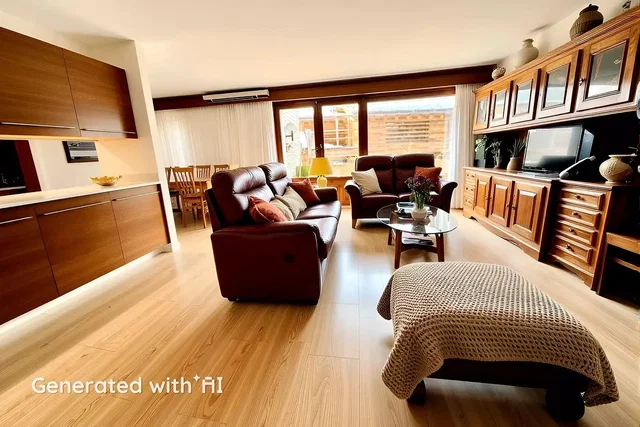 Soggiorno; pavimento in legno, luce naturale, stile moderno