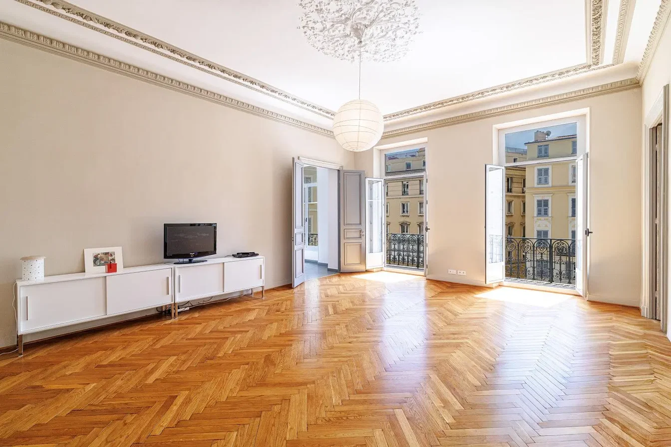 Living room; wood floor, natural light