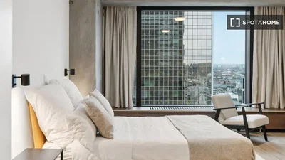 Camera da letto; vista, luce naturale, stile moderno