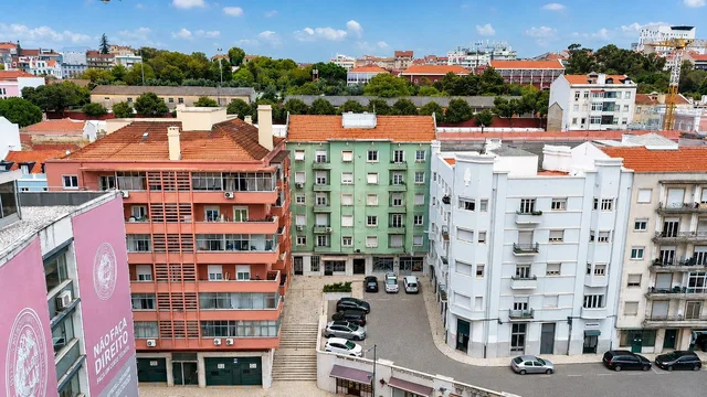 House and surroundings; view