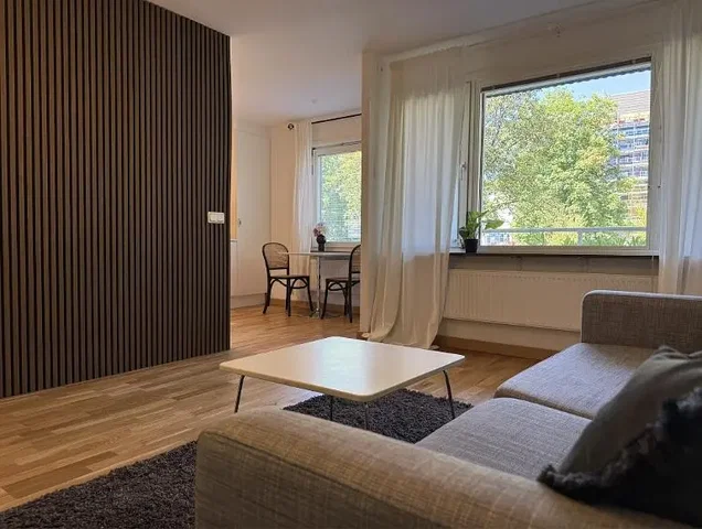 Living room; wood floor, natural light, modern style
