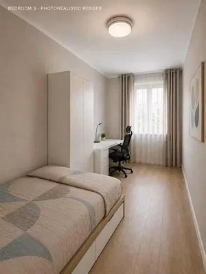 Yatak odası; doğal ışık, ahşap zemin, modern stil