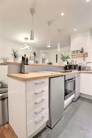 Cuisine; électroménager, lumière naturelle, style moderne