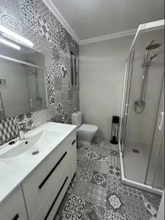 Bathroom; tile floor, renovated, natural light