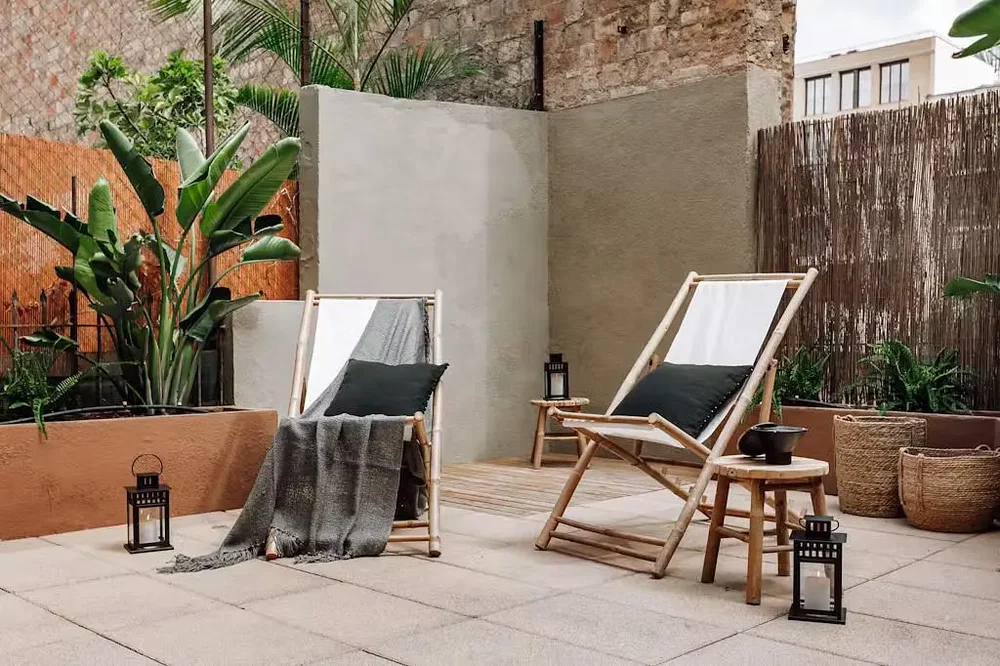 Terrace; natural light, rustic style