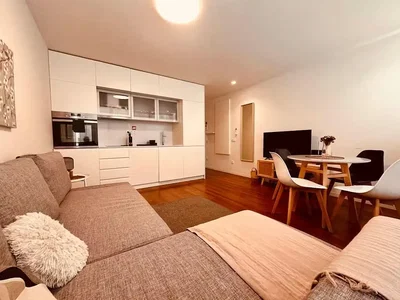 Wohnzimmer; küchengeräte, holzboden, tageslicht