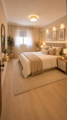 Chambre; parquet, lumière naturelle, style moderne