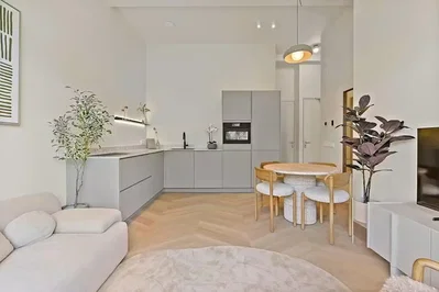 Salon; lumière naturelle, style moderne, électroménager