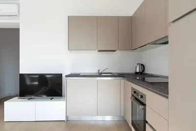 Kuhinja; kućanski aparati, prirodna svjetlost, moderan stil