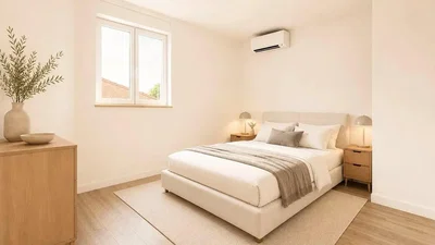 Schlafzimmer; tageslicht, holzboden, renoviert, moderner stil