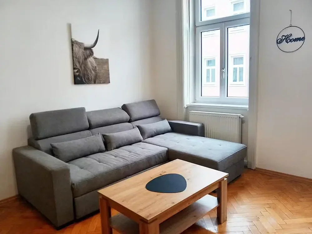 Living room; wood floor, natural light