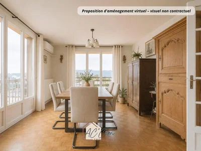 Salon; parquet, lumière naturelle, vue