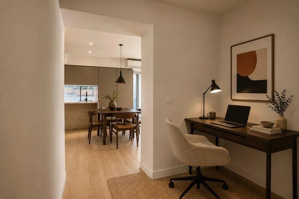 Oturma odası; modern stil, ahşap zemin, doğal ışık, tadilatlı