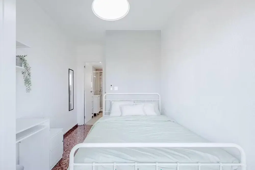 Bedroom; natural light, tile floor