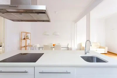 Kuhinja; kuhinjski aparati, prirodno svjetlo, moderni stil