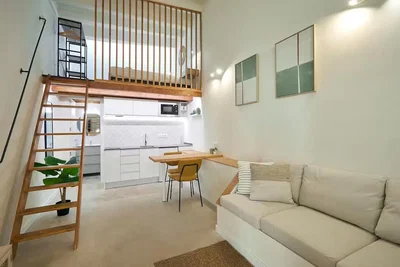 Wohnzimmer; tageslicht, moderner stil, küchengeräte