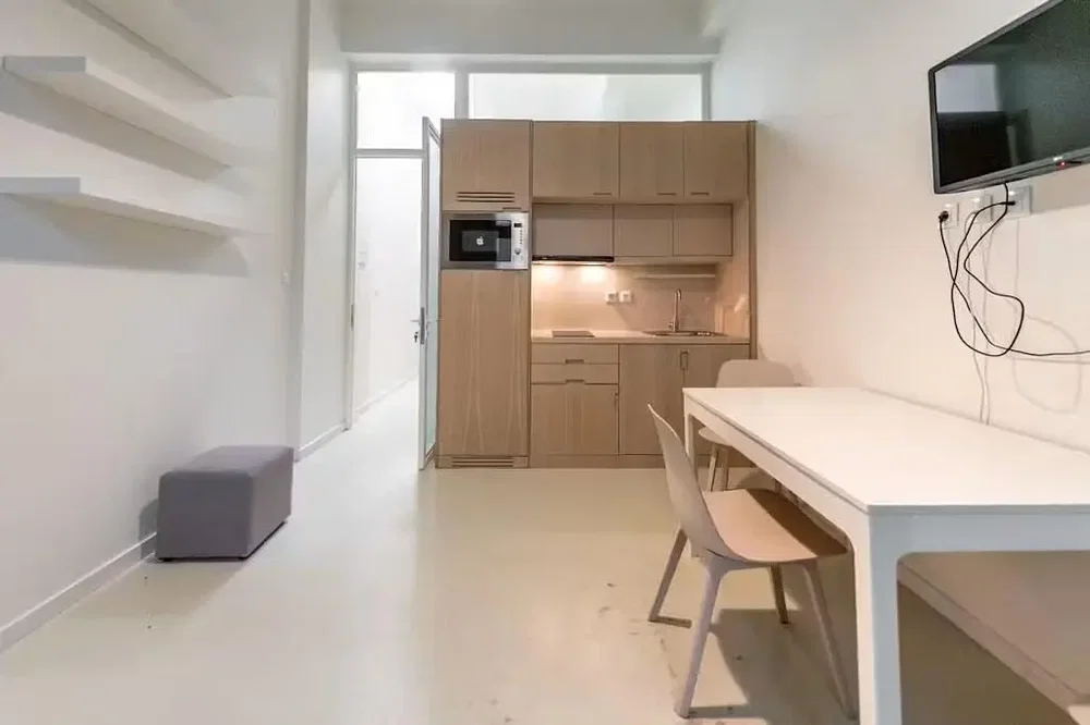 Kuhinja; kuhinjski aparati, prirodno svjetlo, moderni stil, pločice