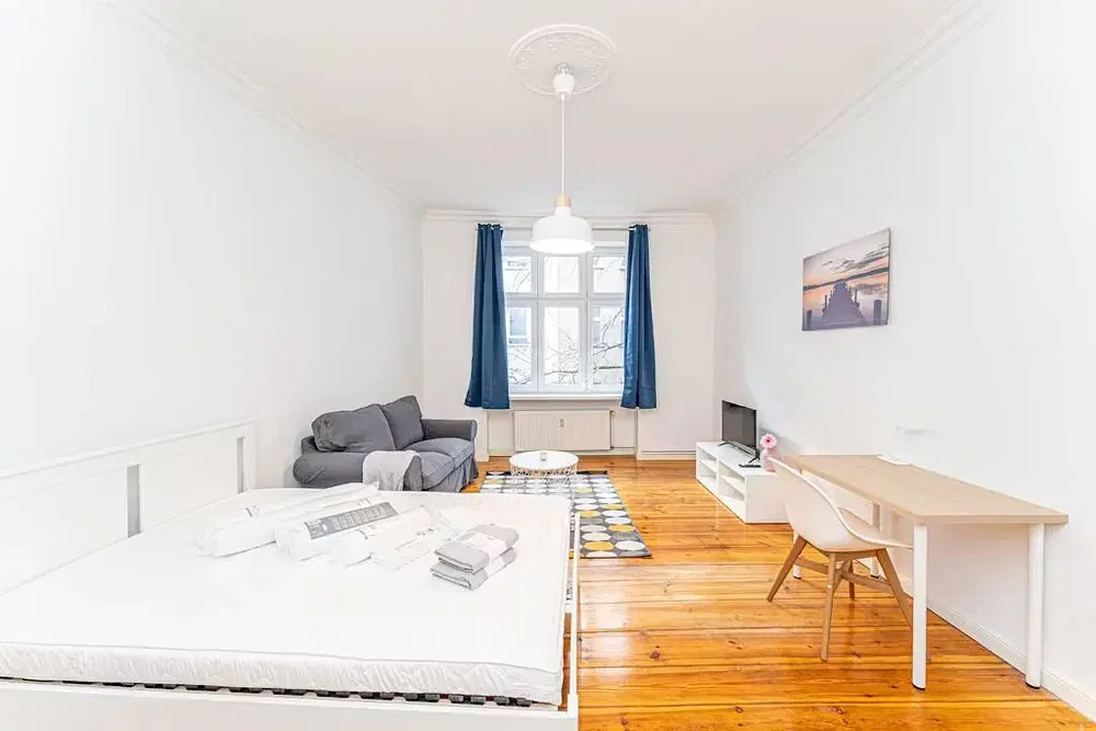 Bedroom; wood floor, natural light