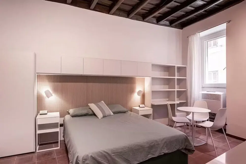 Schlafzimmer; fliesenboden, tageslicht, moderner stil
