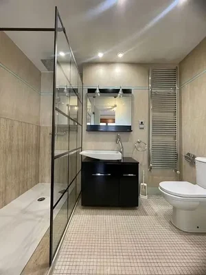 Bathroom; tile floor, renovated, natural light