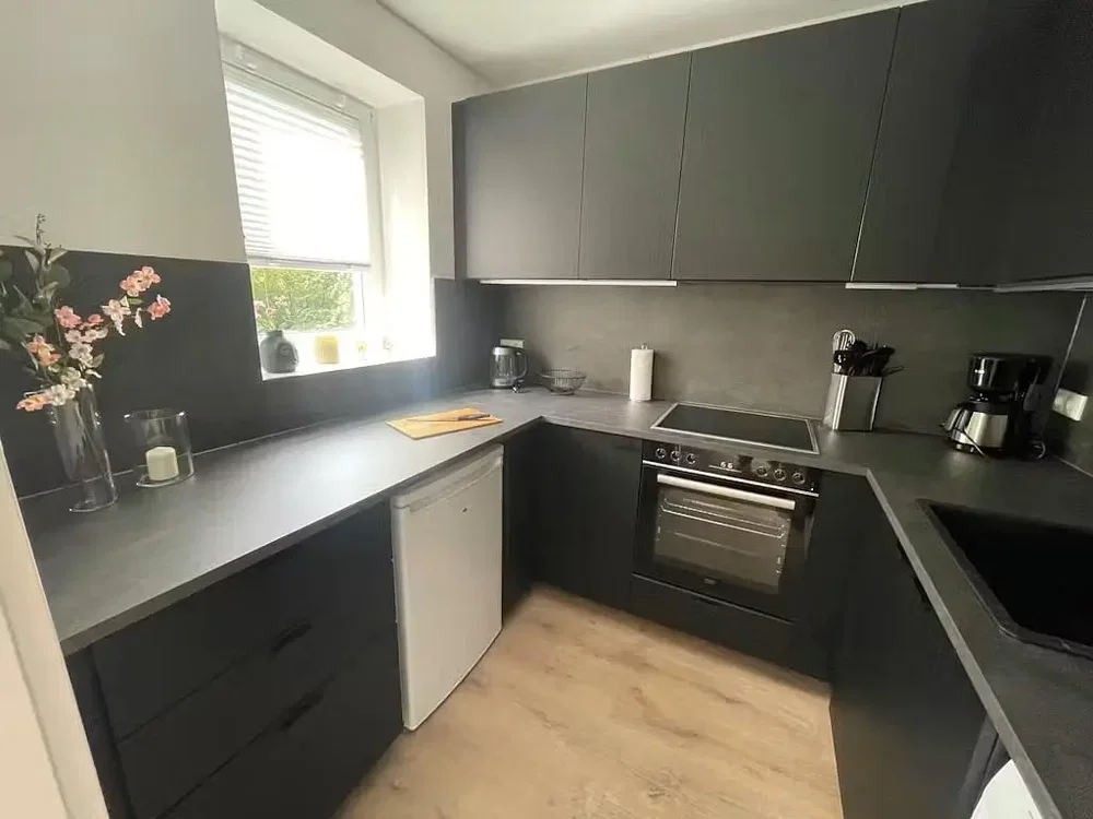Kitchen; kitchen appliances, natural light, modern style