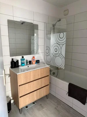 Bathroom; tile floor, renovated, natural light