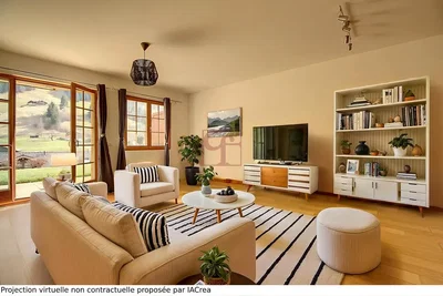 Salon; vue, parquet, lumière naturelle, style moderne