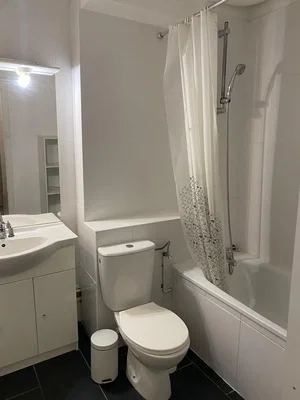 Toilette; fliesenboden, tageslicht