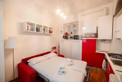 Schlafzimmer; küchengeräte, holzboden, tageslicht