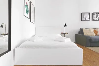 Bedroom; wood floor, natural light