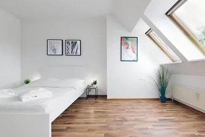 Bedroom; wood floor, natural light