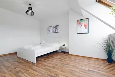 Bedroom; wood floor, natural light