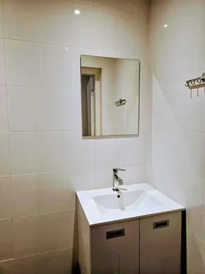 Salle de bain; carrelage, rénové, lumière naturelle