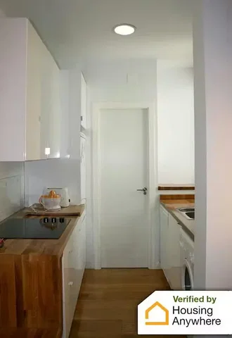 Kitchen; kitchen appliances, wood floor, natural light