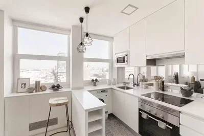 مطبخ; أجهزة المطبخ, إطلالة, ضوء طبيعي