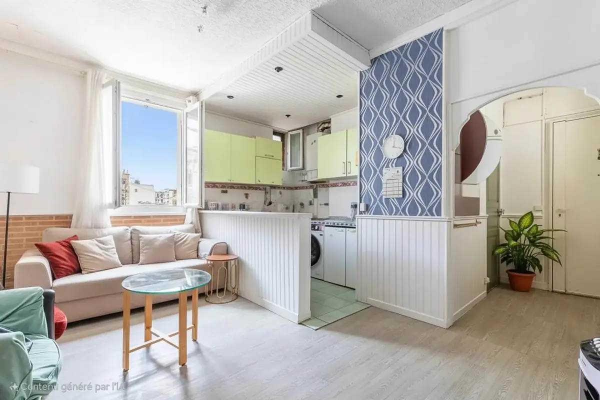 Salon; lumière naturelle, vue, électroménager