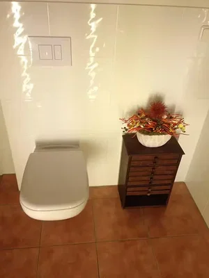 Toilet; tile floor