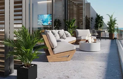 Terrasse; lumière naturelle, parquet