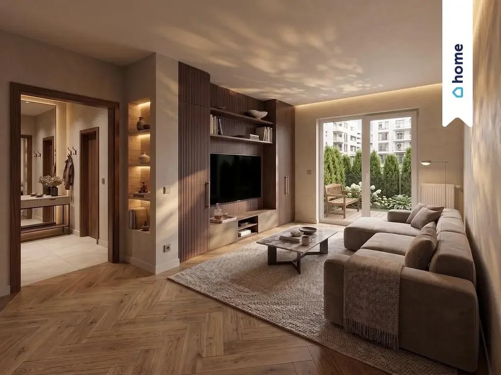 Wohnzimmer; holzboden, tageslicht, moderner stil