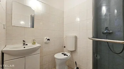 Toilette; pavimento in piastrelle, ristrutturato, luce naturale