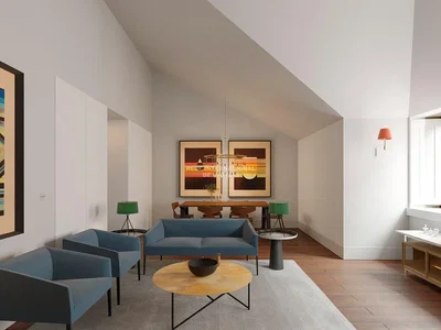 Living room; modern style, wood floor, natural light, high ceiling