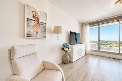 Living room; view, wood floor, natural light